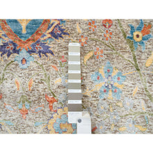 Load image into Gallery viewer, 8&#39;x8&#39; Tan, Hand Knotted, Sickle Leaf Design, Silk With Textured Wool, Oriental, Square Rug FWR382098