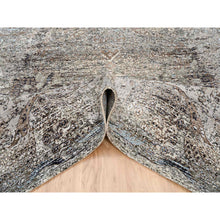 Load image into Gallery viewer, 8&#39;1&quot;x8&#39;1&quot; Gray, Hand Knotted, Transitional Persian Influence Erased Medallion Design, Silk With Textured Wool, Oriental, Square Rug FWR382104