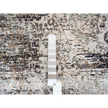 Load image into Gallery viewer, 8&#39;1&quot;x8&#39;1&quot; Gray, Hand Knotted, Transitional Persian Influence Erased Medallion Design, Silk With Textured Wool, Oriental, Square Rug FWR382104