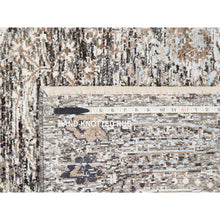 Load image into Gallery viewer, 8&#39;1&quot;x8&#39;1&quot; Gray, Hand Knotted, Transitional Persian Influence Erased Medallion Design, Silk With Textured Wool, Oriental, Square Rug FWR382104