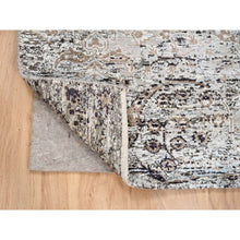 Load image into Gallery viewer, 4&#39;1&quot;x6&#39; Gray, Transitional Persian Influence Erased Medallion Design, Silk With Textured Wool, Hand Knotted, Oriental Rug FWR382164