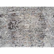 Load image into Gallery viewer, 4&#39;1&quot;x6&#39; Gray, Transitional Persian Influence Erased Medallion Design, Silk With Textured Wool, Hand Knotted, Oriental Rug FWR382164