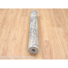 Load image into Gallery viewer, 4&#39;1&quot;x6&#39; Gray, Transitional Persian Influence Erased Medallion Design, Silk With Textured Wool, Hand Knotted, Oriental Rug FWR382164