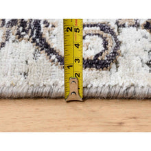 Load image into Gallery viewer, 4&#39;1&quot;x6&#39; Gray, Transitional Persian Influence Erased Medallion Design, Silk With Textured Wool, Hand Knotted, Oriental Rug FWR382164