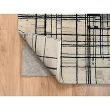 Load image into Gallery viewer, 8&#39;2&quot;x9&#39;9&quot; Black, Modern Lines Design, Ghazni Wool, Hand Knotted, Oriental Rug FWR382212