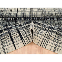 Load image into Gallery viewer, 8&#39;2&quot;x9&#39;9&quot; Black, Modern Lines Design, Ghazni Wool, Hand Knotted, Oriental Rug FWR382212