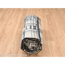 Load image into Gallery viewer, 8&#39;2&quot;x9&#39;9&quot; Black, Modern Lines Design, Ghazni Wool, Hand Knotted, Oriental Rug FWR382212