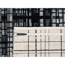 Load image into Gallery viewer, 8&#39;2&quot;x9&#39;9&quot; Black, Modern Lines Design, Ghazni Wool, Hand Knotted, Oriental Rug FWR382212