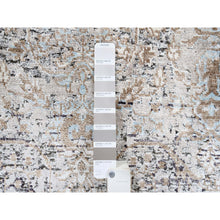 Load image into Gallery viewer, 2&#39;6&quot;x10&#39; Gray, Hand Knotted, Transitional Persian Influence Erased Medallion Design, Silk With Textured Wool, Oriental, Runner Rug FWR382242