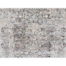 Load image into Gallery viewer, 2&#39;6&quot;x10&#39; Gray, Hand Knotted, Transitional Persian Influence Erased Medallion Design, Silk With Textured Wool, Oriental, Runner Rug FWR382242