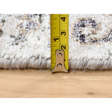 Load image into Gallery viewer, 2&#39;6&quot;x10&#39; Gray, Hand Knotted, Transitional Persian Influence Erased Medallion Design, Silk With Textured Wool, Oriental, Runner Rug FWR382242
