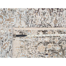 Load image into Gallery viewer, 2&#39;6&quot;x10&#39; Gray, Hand Knotted, Transitional Persian Influence Erased Medallion Design, Silk With Textured Wool, Oriental, Runner Rug FWR382242