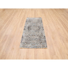Load image into Gallery viewer, 2&#39;6&quot;x6&#39; Gray, Modern, Transitional Persian Influence Erased Medallion Design, Silk With Textured Wool, Hand Knotted, Oriental, Runner Rug FWR382266