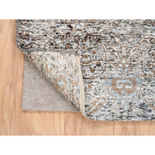 Load image into Gallery viewer, 2&#39;6&quot;x6&#39; Gray, Modern, Transitional Persian Influence Erased Medallion Design, Silk With Textured Wool, Hand Knotted, Oriental, Runner Rug FWR382266