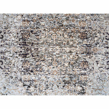 Load image into Gallery viewer, 2&#39;6&quot;x6&#39; Gray, Modern, Transitional Persian Influence Erased Medallion Design, Silk With Textured Wool, Hand Knotted, Oriental, Runner Rug FWR382266