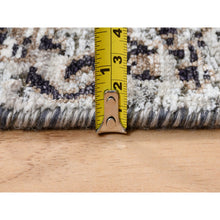 Load image into Gallery viewer, 2&#39;6&quot;x6&#39; Gray, Modern, Transitional Persian Influence Erased Medallion Design, Silk With Textured Wool, Hand Knotted, Oriental, Runner Rug FWR382266