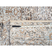 Load image into Gallery viewer, 2&#39;6&quot;x6&#39; Gray, Modern, Transitional Persian Influence Erased Medallion Design, Silk With Textured Wool, Hand Knotted, Oriental, Runner Rug FWR382266