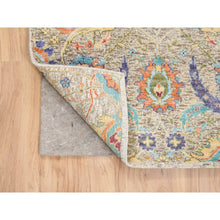 Load image into Gallery viewer, 2&#39;5&quot;x10&#39;1&quot; Tan, Sickle Leaf Design, Silk With Textured Wool, Hand Knotted, Oriental, Runner Rug FWR382302