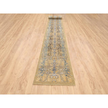 Load image into Gallery viewer, 2&#39;7&quot;x22&#39; Gold Brown, Hand Knotted, Transitional Sarouk, Silk With Textured Wool, Oriental, Xl Runner Rug FWR382308