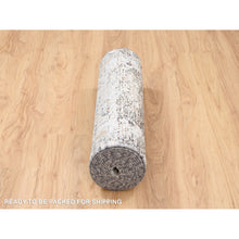 Load image into Gallery viewer, 2&#39;6&quot;x16&#39; Gray, Hand Knotted, Transitional Persian Influence Erased Medallion Design, Silk With Textured Wool, Oriental, Xl Runner, Rug FWR382332