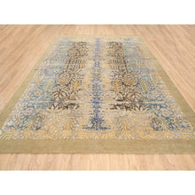 Load image into Gallery viewer, 9&#39;x12&#39;2&quot; Gold Brown, Silk With Textured Wool, Hand Knotted, Transitional Sarouk, Oriental Rug FWR382344