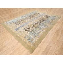 Load image into Gallery viewer, 9&#39;x12&#39;2&quot; Gold Brown, Silk With Textured Wool, Hand Knotted, Transitional Sarouk, Oriental Rug FWR382344