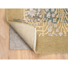 Load image into Gallery viewer, 9&#39;x12&#39;2&quot; Gold Brown, Silk With Textured Wool, Hand Knotted, Transitional Sarouk, Oriental Rug FWR382344
