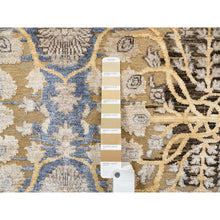 Load image into Gallery viewer, 9&#39;x12&#39;2&quot; Gold Brown, Silk With Textured Wool, Hand Knotted, Transitional Sarouk, Oriental Rug FWR382344