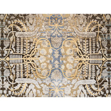 Load image into Gallery viewer, 9&#39;x12&#39;2&quot; Gold Brown, Silk With Textured Wool, Hand Knotted, Transitional Sarouk, Oriental Rug FWR382344