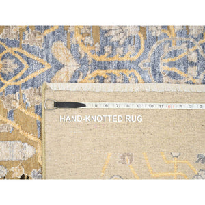 9'x12'2" Gold Brown, Silk With Textured Wool, Hand Knotted, Transitional Sarouk, Oriental Rug FWR382344