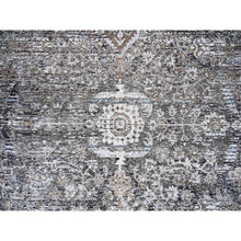 Load image into Gallery viewer, 11&#39;10&quot;x11&#39;10&quot; Gray, Silk with Textured Wool, Hand Knotted, Transitional Persian Influence Erased Medallion Design, Oriental, Round Rug FWR382356