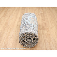 Load image into Gallery viewer, 11&#39;10&quot;x11&#39;10&quot; Gray, Silk with Textured Wool, Hand Knotted, Transitional Persian Influence Erased Medallion Design, Oriental, Round Rug FWR382356
