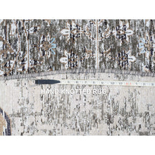 Load image into Gallery viewer, 11&#39;10&quot;x11&#39;10&quot; Gray, Silk with Textured Wool, Hand Knotted, Transitional Persian Influence Erased Medallion Design, Oriental, Round Rug FWR382356