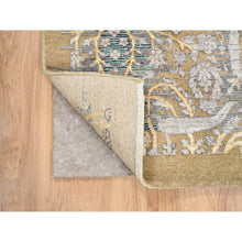 Load image into Gallery viewer, 4&#39;2&quot;x10&#39; Gold Brown, Hand Knotted, Transitional Sarouk, Silk With Textured Wool, Oriental, Wide Runner Rug FWR382380