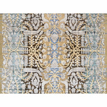Load image into Gallery viewer, 4&#39;2&quot;x10&#39; Gold Brown, Hand Knotted, Transitional Sarouk, Silk With Textured Wool, Oriental, Wide Runner Rug FWR382380
