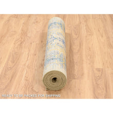 Load image into Gallery viewer, 4&#39;x12&#39; Gold Brown, Silk With Textured Wool, Hand Knotted, Transitional Sarouk, Oriental, Wide Runner Rug FWR382398