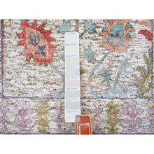 Load image into Gallery viewer, 2&#39;2&quot;x3&#39;1&quot; Beige, Silk With Textured Wool, Hand Knotted, Directional Vase Design, Oriental, Mat Rug FWR382446