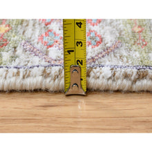 Load image into Gallery viewer, 2&#39;2&quot;x3&#39;1&quot; Beige, Silk With Textured Wool, Hand Knotted, Directional Vase Design, Oriental, Mat Rug FWR382446