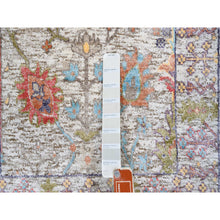 Load image into Gallery viewer, 2&#39;3&quot;x3&#39;2&quot; Beige, Directional Vase Design, Silk With Textured Wool, Hand Knotted, Oriental, Mat Rug FWR382458