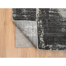 Load image into Gallery viewer, 9&#39;x12&#39; Charcoal Black, Wool and Plant Based Silk, Tone On Tone, Modern Design, Jacquard Hand Loomed, Oriental Rug FWR382482
