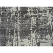 Load image into Gallery viewer, 9&#39;x12&#39; Charcoal Black, Tone On Tone, Modern Design, Jacquard Hand Loomed, Wool and Plant Based Silk, Oriental Rug FWR382488