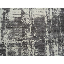Load image into Gallery viewer, 10&#39;x10&#39; Charcoal Black, Tone On Tone, Modern Design, Jacquard Hand Loomed, Wool And Plant Based Silk, Oriental Round Rug FWR382494