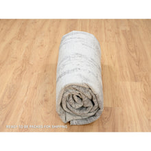 Load image into Gallery viewer, 10&#39;x10&#39; Charcoal Black, Tone On Tone, Modern Design, Jacquard Hand Loomed, Wool And Plant Based Silk, Oriental Round Rug FWR382494