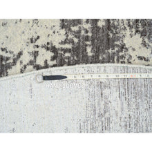 Load image into Gallery viewer, 10&#39;x10&#39; Charcoal Black, Tone On Tone, Modern Design, Jacquard Hand Loomed, Wool And Plant Based Silk, Oriental Round Rug FWR382494