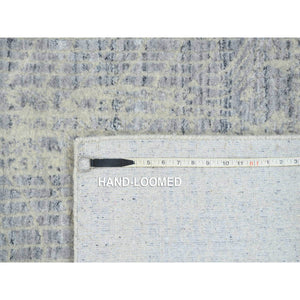 6'x9' Gray, Tone On Tone Transitional Erased Design, Jacquard Hand Loomed, Wool And Plant Based Silk, Oriental Rug FWR382518