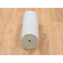 Load image into Gallery viewer, 2&#39;6&quot;x12&#39; Gray, Tone On Tone Transitional Erased Design, Jacquard Hand Loomed, Wool And Plant Based Silk, Oriental, Runner Rug FWR382524