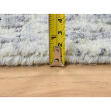 Load image into Gallery viewer, 2&#39;6&quot;x12&#39; Gray, Tone On Tone Transitional Erased Design, Jacquard Hand Loomed, Wool And Plant Based Silk, Oriental Runner Rug FWR382530