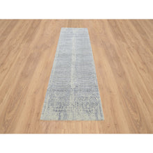 Load image into Gallery viewer, 2&#39;6&quot;x10&#39; Gray, Wool And Plant Based Silk, Tone On Tone Transitional Erased Design, Jacquard Hand Loomed, Oriental, Runner Rug FWR382536