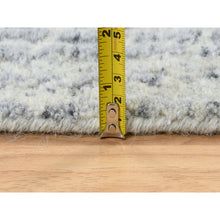 Load image into Gallery viewer, 2&#39;6&quot;x10&#39; Gray, Jacquard Hand Loomed, Wool And Plant Based Silk, Tone On Tone Transitional Erased Design, Oriental, Runner Rug FWR382542