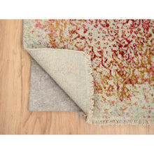 Load image into Gallery viewer, 2&#39;6&quot;x11&#39;10&quot; Pink, Hand Knotted, Persian Erased Medallion Design, Wool And Pure Silk, Oriental, Runner Rug FWR382554